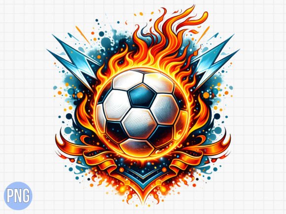 Download Fire Soccer Ball Lightning Graphic PNG - Premium Resources