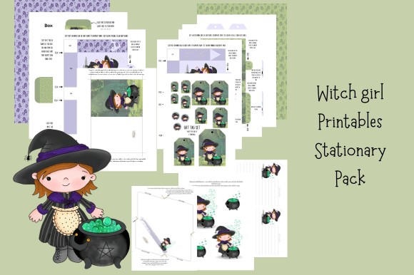 Download Witch Girl Printables Stationary Pack - Pack Collection