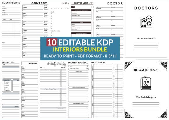 Download 10 Editable KDP Interiors Bundle Pack - Pack Collection