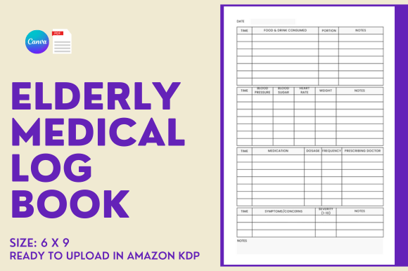 Download Elderly Medical Log Book - KDP Template - Log book Collection