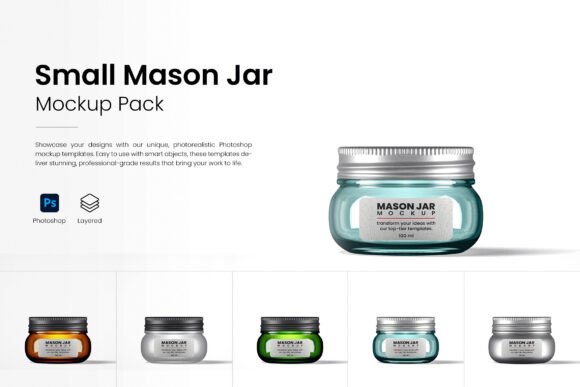 Download Small Mason Jar Mockup Pack - Pack Collection