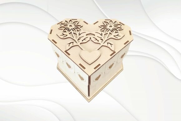Download Gift Box Flowers Heart Laser Cut Model - Gift Collection